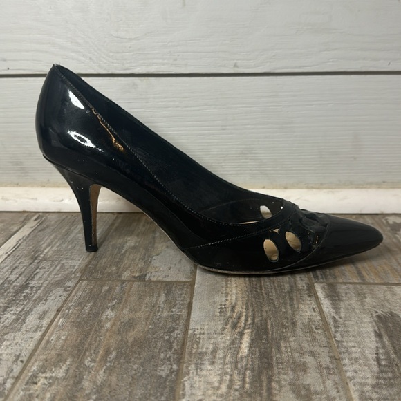 Black Kate Spade Patent Leather Cutouts 3 inch Heel Size 8 - Picture 3 of 8